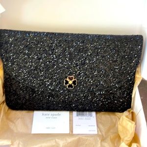 Kate Spade Black Glitter Evening Clutch. NWT.